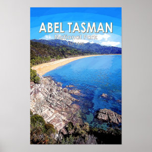 Affiche Parc national Abel Tasman Nouvelle-Zélande Vintage
