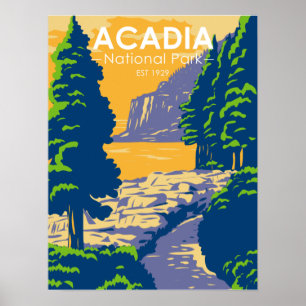 Affiche Parc national Acadia Bar Harbour Ocean Path