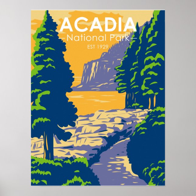 Affiche Parc national Acadia Bar Harbour Ocean Path (Devant)