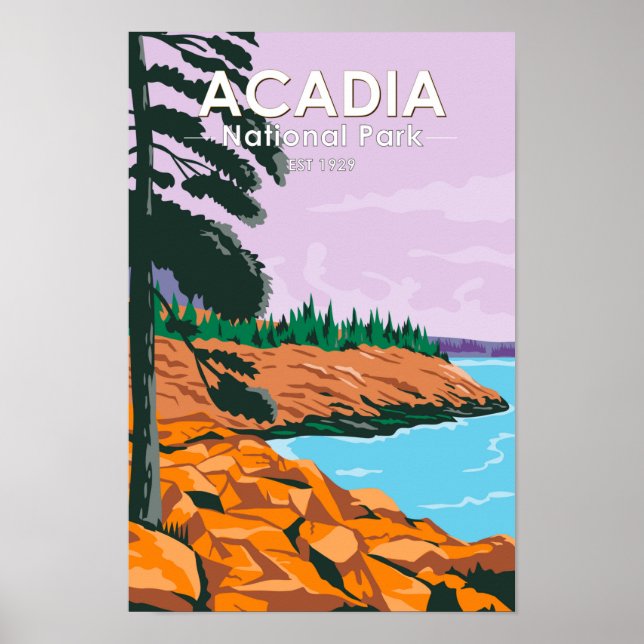 Affiche Parc national Acadia Bar Port Vintage (Devant)