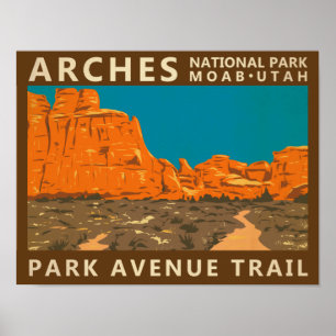 Affiche Parc national Arches Utah Park Avenue Trail 2