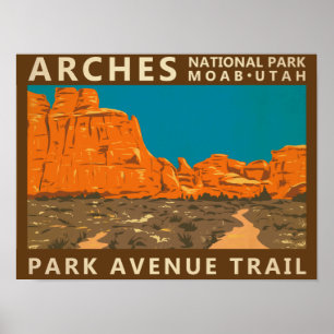 Affiche Parc national Arches Utah Park Avenue Trail 2