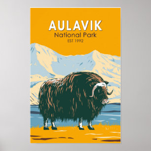 Affiche Parc national Aulavik Vintage Muskox Canada