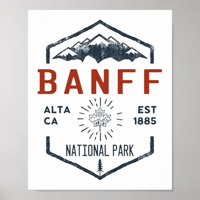 Affiche Parc national Banff Canada Vintage en détresse (Devant)