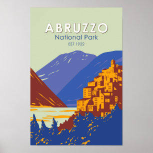 Affiche Parc national d'Abruzzes Italie Voyage Art Vintage