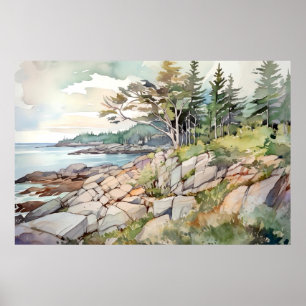 Affiche Parc national d'Acadia aquarelle