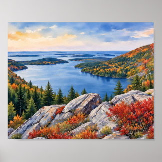 Affiche Parc national d'Acadia Maine Aquarelle