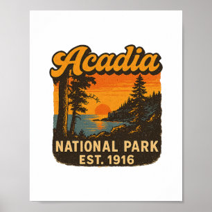 Affiche Parc national d'Acadia Maine Lever de soleil Otter