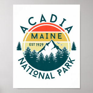 Affiche Parc national d'Acadia Maine Randonnée Nature Plei