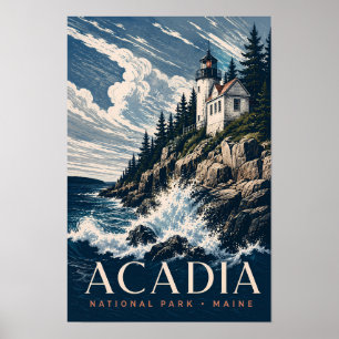 Affiche Parc national d'Acadia Maine Voyage en bois modern