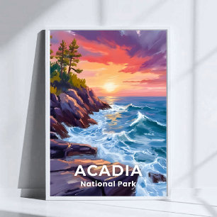Affiche Parc national d'Acadia Otter Cliffs Maine Voyage