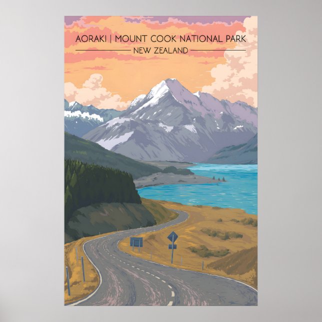 Affiche Parc national d'Aoraki Mount Cook Nouvelle-Zélande (Devant)