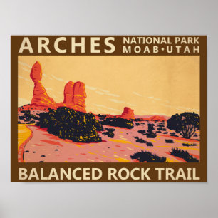 Affiche Parc national d'Arches Utah Sentier de Balanced Ro
