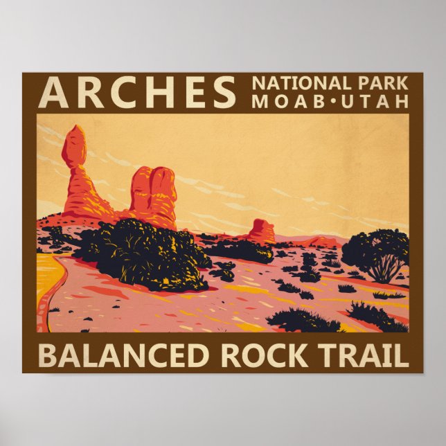 Affiche Parc national d'Arches Utah Sentier de Balanced Ro (Devant)
