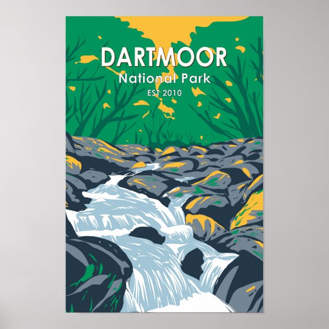 Affiche Parc national Dartmoor Becky Falls Angleterre (Devant)