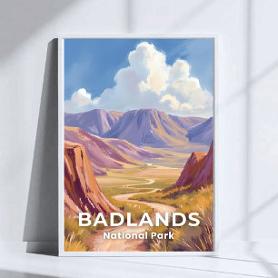 Affiche Parc national de Badlands Dakota du Sud Art de voy