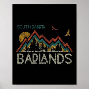 Affiche Parc national de Badlands Dakota du Sud Le Mont Ru