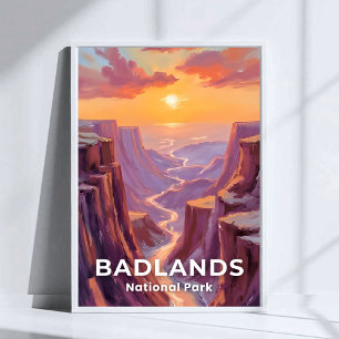 Affiche Parc national de Badlands Dakota du Sud Peinture