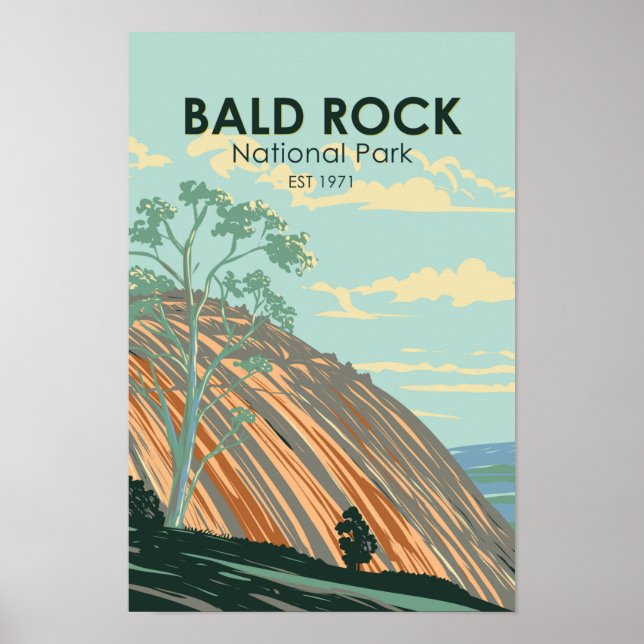 Affiche Parc national de Bald Rock Australie Vintage (Devant)