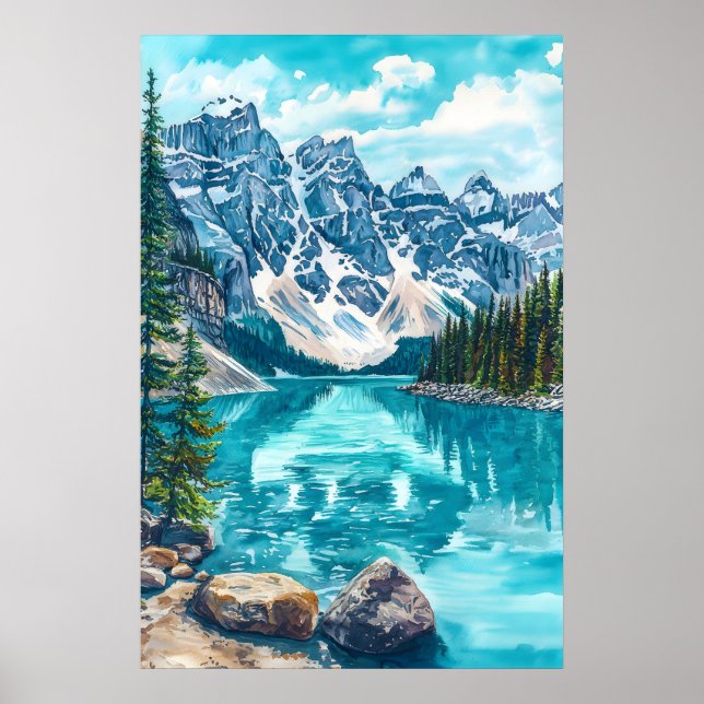 Affiche Parc national de Banff aquarelle 1 (Devant)