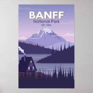 Affiche Parc national de Banff Canada Voyage Vintage