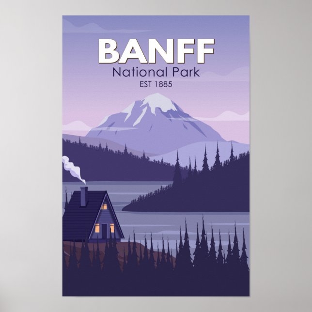 Affiche Parc national de Banff Canada Voyage Vintage  (Devant)
