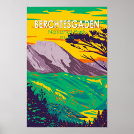 Affiche Parc national de Berchtesgaden Allemagne Vintage
