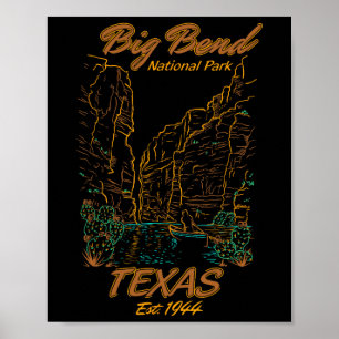 Affiche Parc national de Big Bend Texas Camping Randonnée