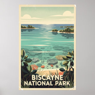 Affiche Parc national de Biscayne Rétro