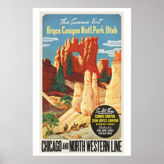 Affiche Parc national de Bryce Canyon Utah Voyage Vintage