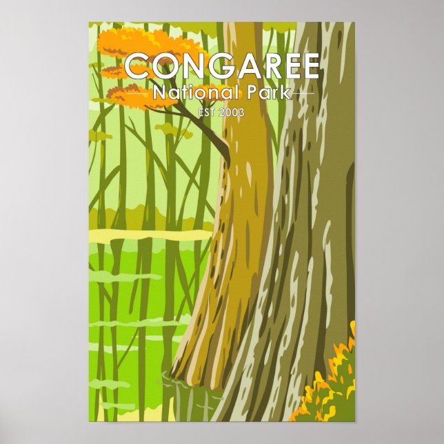 Affiche Parc national de Congaree Caroline du Sud Art Vint (Devant)