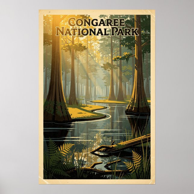 Affiche Parc national de Congaree Rétro (Devant)