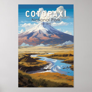 Affiche Parc national de Cotopaxi Equateur Travel Art Vint