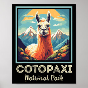 Affiche Parc national de Cotopaxi Lama Fleur Souvenir Équa