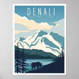 Affiche Parc national de Denali Alaska USA Voyage