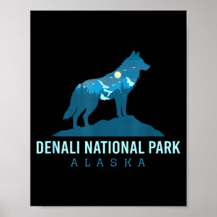 Affiche Parc national de Denali en Alaska montagne du loup