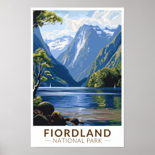 Affiche Parc national de Fiordland Voyage Art Vintage