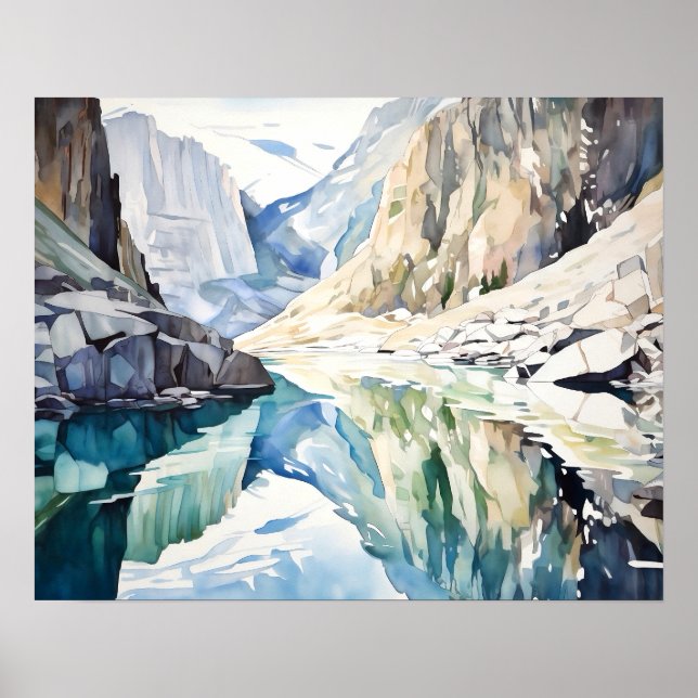 Affiche Parc national de Glacier Aquarelle (Devant)