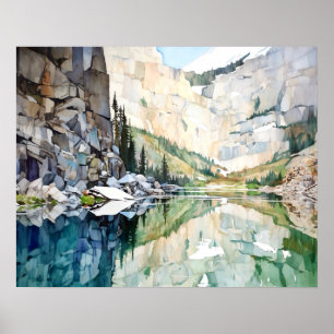 Affiche Parc national de Glacier aquarelle
