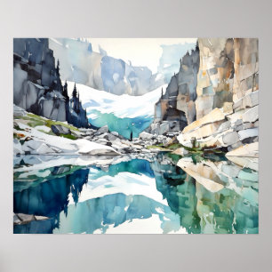 Affiche Parc national de Glacier aquarelle