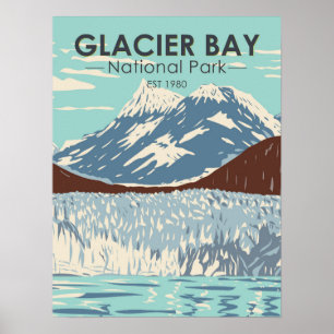 Affiche Parc national de Glacier Bay Alaska Vintage