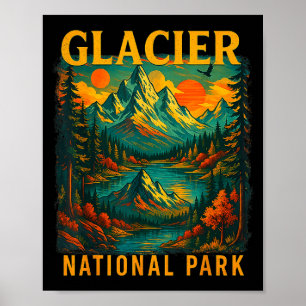 Affiche Parc national de Glacier montagne rétro voyage