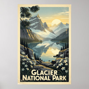 Affiche Parc national de Glacier Rétro