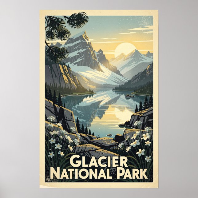 Affiche Parc national de Glacier Rétro (Devant)