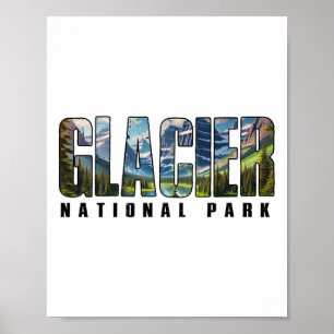Affiche Parc national de Glacier Rétro Extérieur Randonnée
