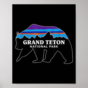 Affiche Parc national de Grand Teton ours grizzly minimali