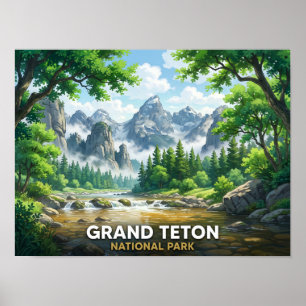 Affiche Parc national de Grand Teton    Paysage Anime