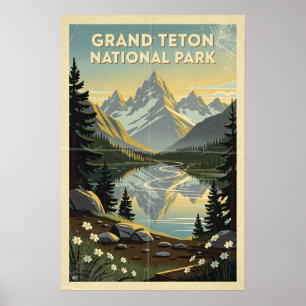 Affiche Parc national de Grand Teton Retro
