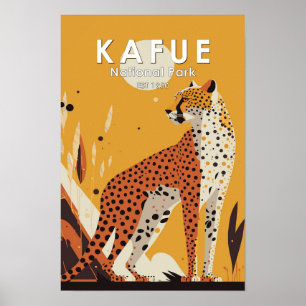 Affiche Parc national de Kafue Zambie Vintage