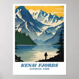 Affiche Parc national de Kenai Fjords illustration retro A